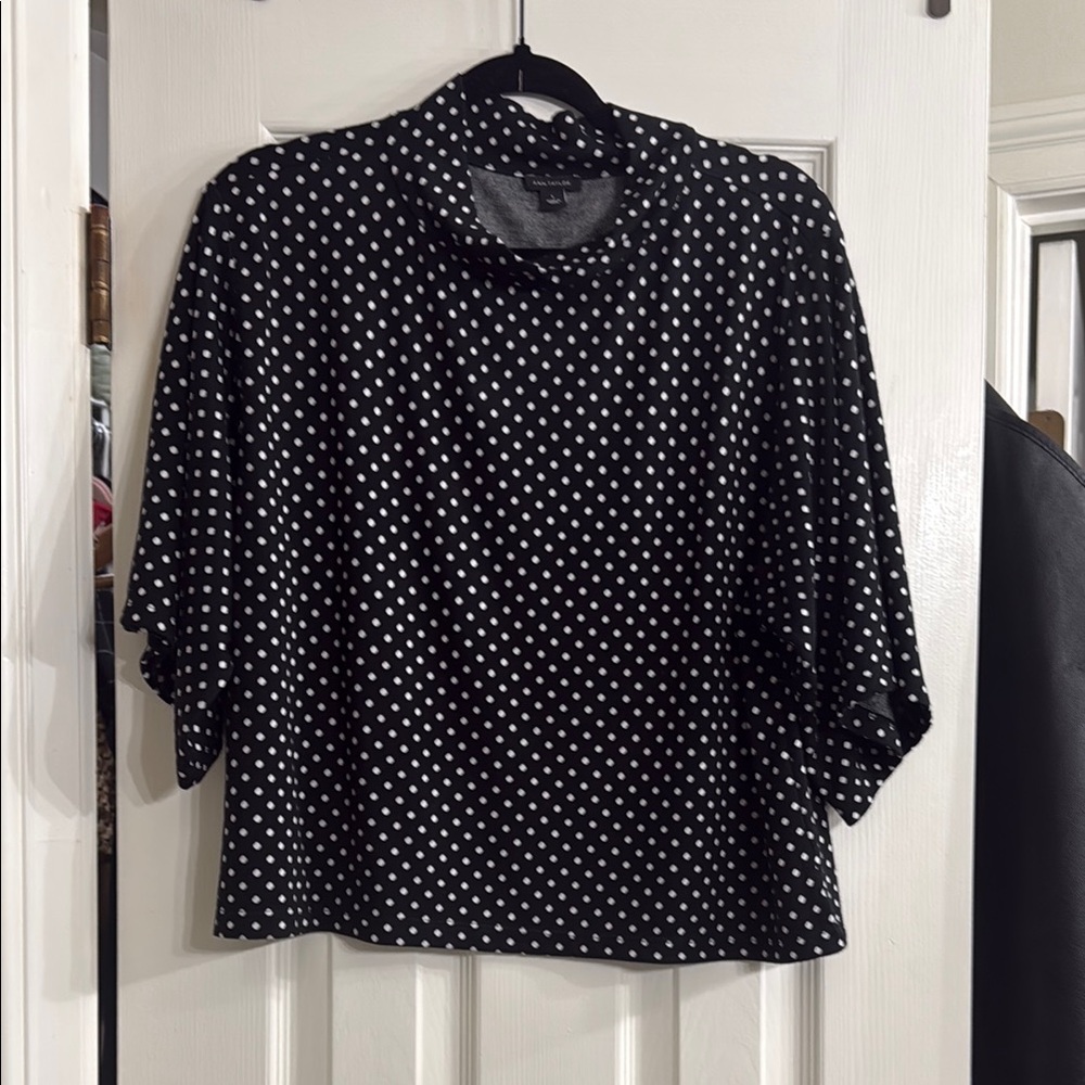 Ann Taylor Blue Boxy Blouse with Mandarin Collar